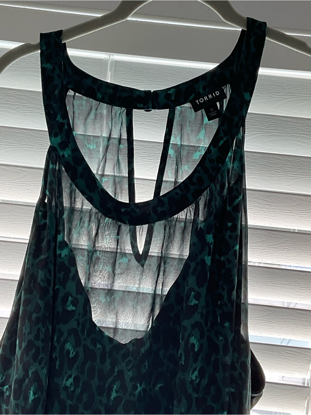 Torrid Teal and Black Leopard Sheer-Back Tank